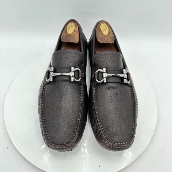 Salvatore Ferragamo Dark Brown Loafers with Silver Accents main image 11